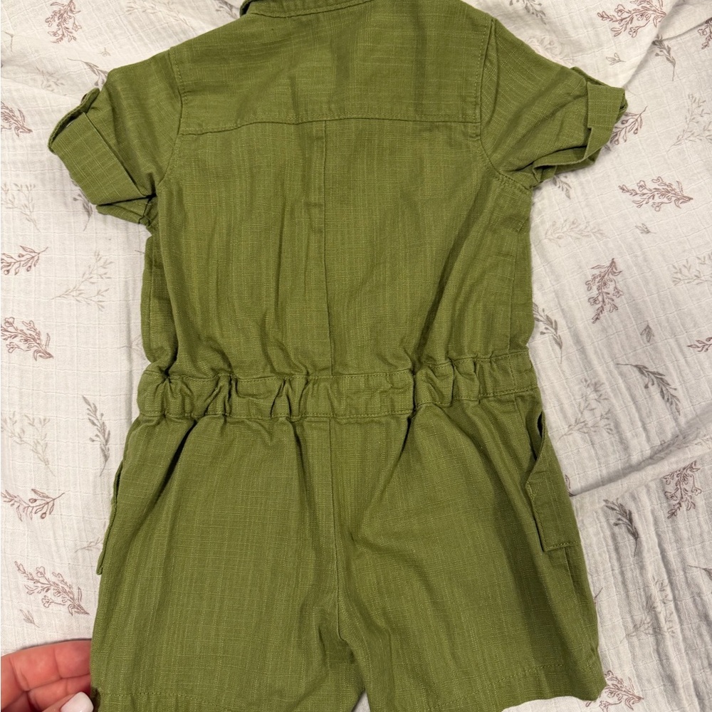 Janie and Jack Olive Green Kids Romper - Picture 3 of 8
